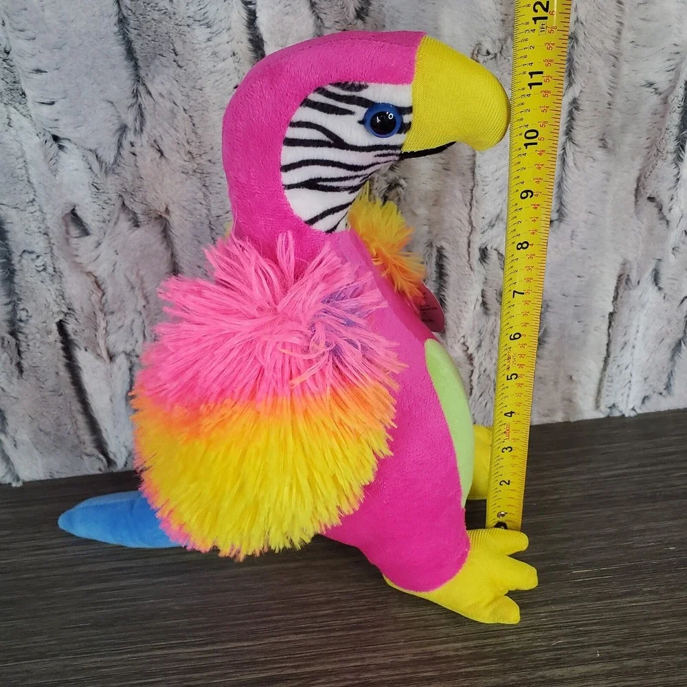 A&A Global NEON Macaw Parrot Pink Bird Tropical Plush Stuffed Animal Toy 12